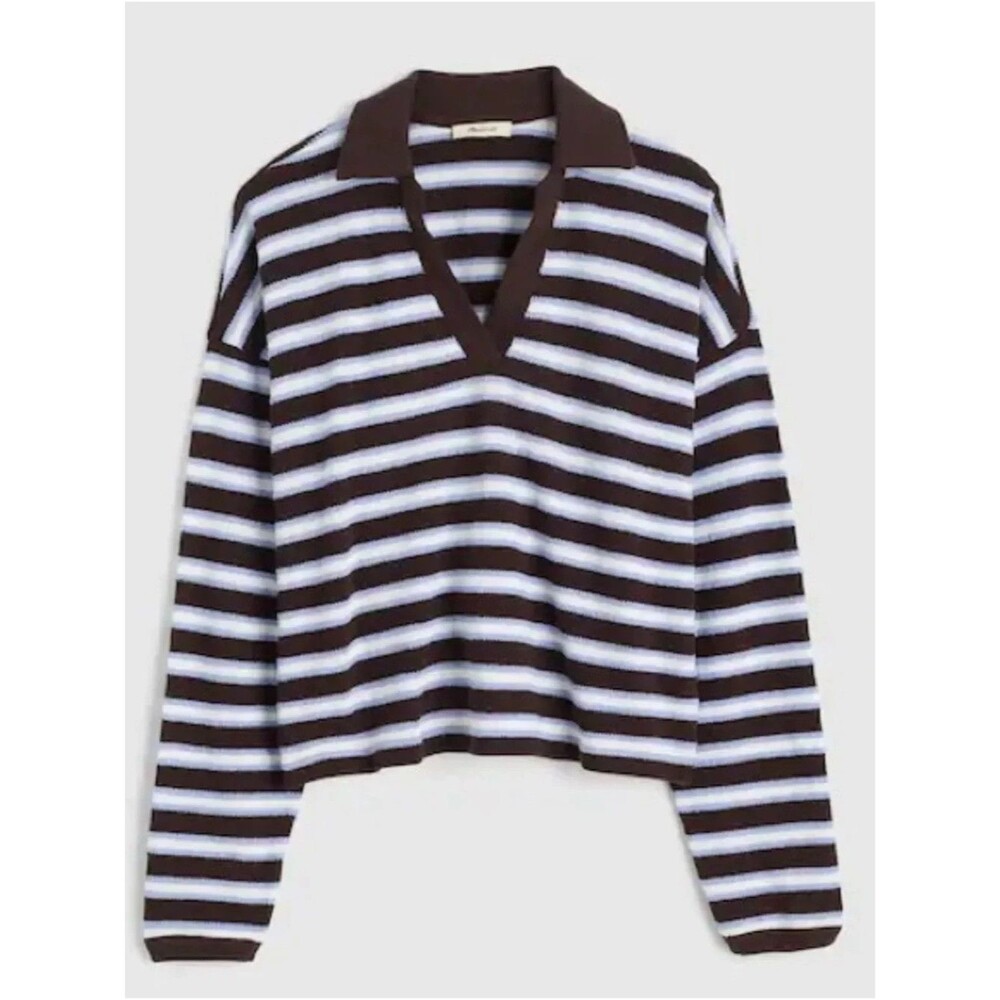 Madewell Small Relaxed Polo Shirt Striped Mau Mau Molasses Coool Perri Collared